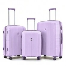Joyway 3 件套行李箱套装硬壳轻便行李箱带 TSA Lock 万向轮旅行箱行李箱耐用旅行行李箱套装 - 紫色 - 查看 1