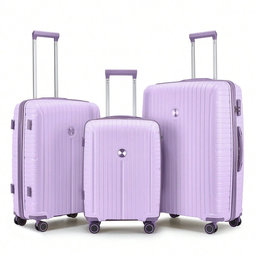 Joyway 3 件套行李箱套装硬壳轻便行李箱带 TSA Lock 万向轮旅行箱行李箱耐用旅行行李箱套装 - 紫色 - 查看 1