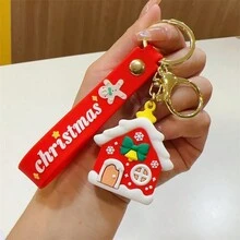 1 pieza Adorno de llavero navideño con Papá Noel, muñeco de nieve, renos, decoración de llavero, regalo pequeño para máquina expendedora - Multicolor - Ver 15