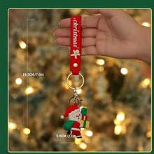 1 pieza Adorno de llavero navideño con Papá Noel, muñeco de nieve, renos, decoración de llavero, regalo pequeño para máquina expendedora - Multicolor - Ver 14