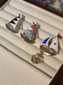 Yuan Shuo 1入組合金帆船錨形胸針 - 金色 - 查看 3