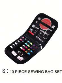 1 Set Black Portable Sewing Tool Kit, Home Sewing Tools 10pcs/Set Including Thread Box, Needles, Threader, Handwork Sewing Accessories With Fabric Organizer Box - Complete Handmade Sewing And Mending Tool Set With Assorted Color Threads, Suitable For Travel And Home Use - Essential Crafting Essentials All Year Round