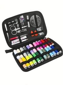 1 Set Black Portable Sewing Tool Kit, Home Sewing Tools 10pcs/Set Including Thread Box, Needles, Threader, Handwork Sewing Accessories With Fabric Organizer Box - Complete Handmade Sewing And Mending Tool Set With Assorted Color Threads, Suitable For Travel And Home Use - Essential Crafting Essentials All Year Round