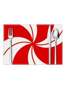 1 Piece Of Christmas Table Mat With Red Candy Stripes Printed On The Table, Holiday Table Decoration Insulation Mat, Cup Mat Piece