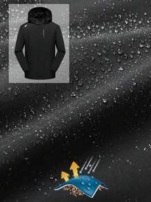 纯色长袖连帽夹克，防风防水户外外套，适合徒步旅行、骑自行车、户外活动、男士户外服装、秋季上衣、男士连帽衫、秋季服装、夹克、男士服装 - 黑色 - 查看 6