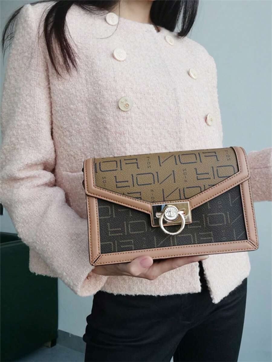 FION Small Leather Square Shoulder Bag In Signature Canvas Women Fashion Leather Crossbody Bag Lightweight For Daily Work Use FAAFIZU019