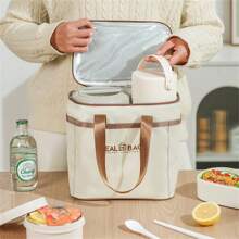 1 Pc Minimalist Insulated Zipper Lunch Bag, Lightweight Carry On Bento Satchel Bag For Daily Use