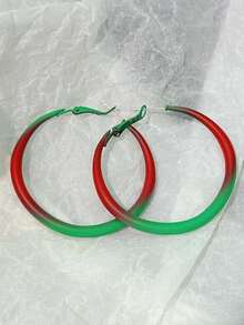 1 对时尚简约圣诞环形耳环，适合任何场合的女性 - 紅色 - 查看 4