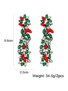 juran 1 Đôi bông tai khoen tròn lớn đính đá pha lê, quà tặng trang sức dự tiệc/sự kiện dành cho nữ - màu xanh lá - Xem 4