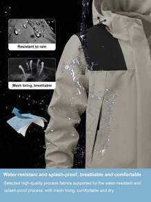Chaqueta informal para hombres de estilo boyfriend para uso al aire libre, escalar y ocio, con capucha desmontable - Conjunto de ropa para caminatas con características de bloqueo de color, impermeable y cortavientos, ideal como regalo de Navidad y Acción de Gracias - Caqui - Ver 4
