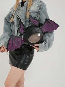 1 Pc New Fashionable And Fun Halloween Themed Devil Bat Shaped PU Leather Crossbody Bag With Wings And Foldable Design For Women For Outdoor&Halloween Themed Party&Halloween Costume Matching, Halloween Bags Perfect For Fancy Party Matching With Halloween Costume - Multicolor - View 6