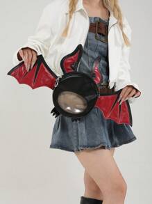 1 Pc New Fashionable And Fun Halloween Themed Devil Bat Shaped PU Leather Crossbody Bag With Wings And Foldable Design For Women For Outdoor&Halloween Themed Party&Halloween Costume Matching, Halloween Bags Perfect For Fancy Party Matching With Halloween Costume - Multicolor - View 8