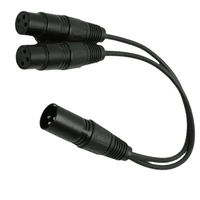XLR Male Plug To Dual 2 Female Jack Y Splitter Mic DJ Cable Adaptor 16 AWG 3-Pin