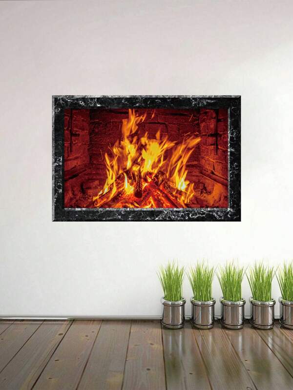 mama look 1piece/3pieces Fireplace Wall Stickers For Living Room Bedroom Stickers Decor Removable PVC Decals Room Wall Mural,Stickers,Wall Decal, Vinyl Decal For Home Decorations,Spring Decoration Items Refresh Your Home,Rama Decoration Stickers