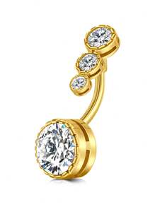 AVYRING 1Piece Gold Belly Button Ring Dangle Belly Piercing Hoop Belly Ring Stainless Steel Belly Button Rings 14G Navel Ring Belly Button Piercing Jewelry - Multicolor - View 14