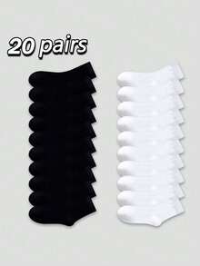 20 双女士中筒袜、长袜、白袜、女士袜、可爱袜子、女孩袜、短袜，吸湿排汗，柔软透气，防滑线。彩绘图案细节。专为运动、休闲、居家、商务而设计，四季皆可穿着。颜色随机 - 彩色 - 查看 2