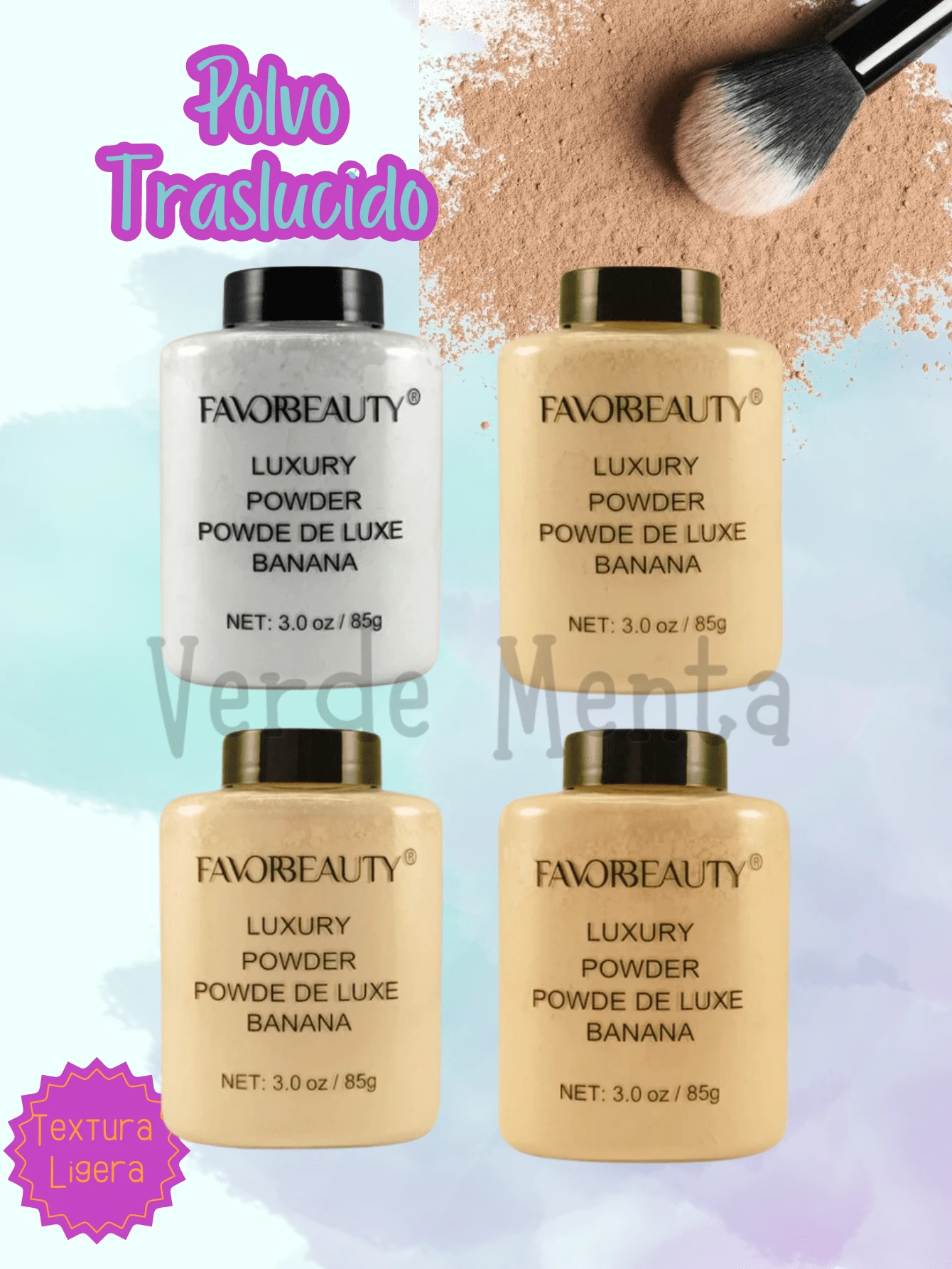 Polvo Banana Traslucido Fijador De Maquillaje Polvo Fijador, Polvo Traslúcido HD, Bissú, El Polvo Traslúcido de Arroz, fijador de maquillaje, acabado mate - Tono #04 - Ver 1