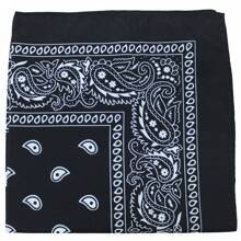 Mechaly Polyester Bandana - Paisley And Solid Colors - Pack Of 4 - Paisley Black - View 1