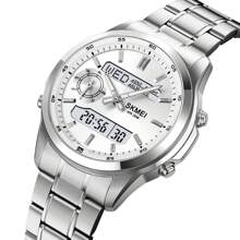 SKMEI 2284 金属多功能模拟数字世界时间钢表防水运动手表男士 Jam Tangan - 均碼 - 查看 16