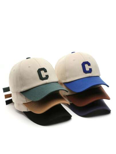 1 pieza Gorra de béisbol con visera curva con letra C mayúscula vintage simple, moda callejera para exterior, Halloween