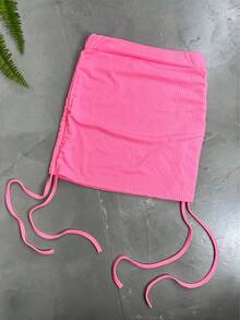 Short Draped Ruched Skirt - 粉色 - 查看 4