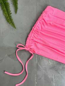 Short Draped Ruched Skirt - 粉色 - 查看 3