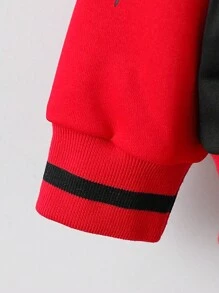 2pcs Boys' Casual Letter Embroidered Baseball Jacket & Pants Set - Black - View 5