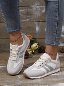 SHIHUA 2024 New European Fashion Women's Lightweight Luxury Canvas Sneakers, Casual Retro Running Shoes - Grey - View 5