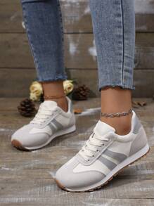 SHIHUA 2024 New European Fashion Women's Lightweight Luxury Canvas Sneakers, Casual Retro Running Shoes - Grey - View 6