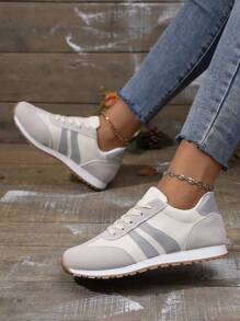 SHIHUA 2024 New European Fashion Women's Lightweight Luxury Canvas Sneakers, Casual Retro Running Shoes - Grey - View 4