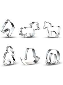 1 件卡通牛仔白马不锈钢饼干/蛋糕切刀模具 DIY 糖霜水果切割工具