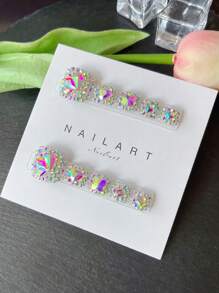 1 套 10 片闪亮方形脚趾甲片，镶嵌水钻，优雅性感，适合女性宴会脚趾甲，美甲用品，指甲 - 銀色 - 查看 4