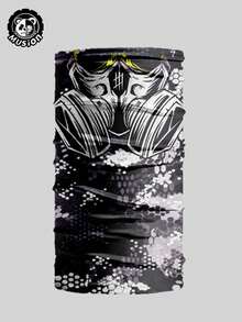 Musion 1 件装小丑幽灵骷髅面具透气面罩无缝拉法帽男士帽子恐怖头饰登山骑行围巾 - 彩色 - 查看 8