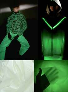 1 件缎纹织物夜光织物，发光磷光织物，用于衣服、帽子、服装和多用途 DIY 缝纫服装的发光材料 - 白色 - 查看 4