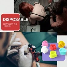 naom 100/200個心形矽膠紋身墨水杯，防潑濺一次性墨水容器，適用於紋身練習藝術家與初學者的紋身用品 - 彩色 - 查看 10