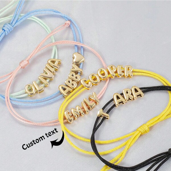 1pc Personalized 3D Bubble Initial Bracelet, Customized Name Rope Bracelet Couples Jewelry Gift, Valentine's Day Gift