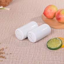 2个/套陶瓷调味瓶，盐和胡椒粉收纳罐，字母孔设计，酒店和家庭厨房优雅香料罐，可重复使用，易于清洁 - 白色 - 查看 4