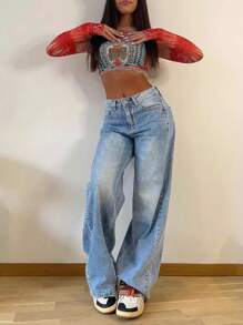 European And American Retro Street Blue Jeans Women's Trousers - 藍色 - 查看 4