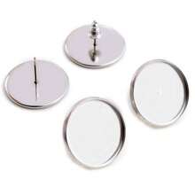 20 件 6-20 毫米内径圆形耳环耳钉空白底座托盘适用于凸圆形边框 DIY 耳环珠宝制作配件