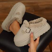 Comfy & Cozy Women's Snow Boots - Thermal Lined, Slip-On Outdoor Shoes For Warmth & Comfort Winter House Slippers - 杏色 - 查看 9
