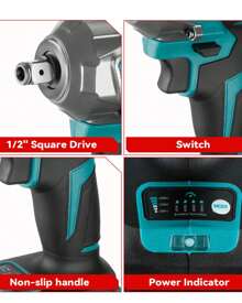 ONEVAN 1/2" Brushless Impact Wrench Drill Driver With Tool Box,Car Repair Woodworking Home DIY Power Tools Set Tools - Đặt 1 - Xem 11