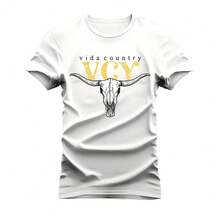 Unisex Cotton Comfortable Ox Head Printed T-Shirt - trắng - Xem 1