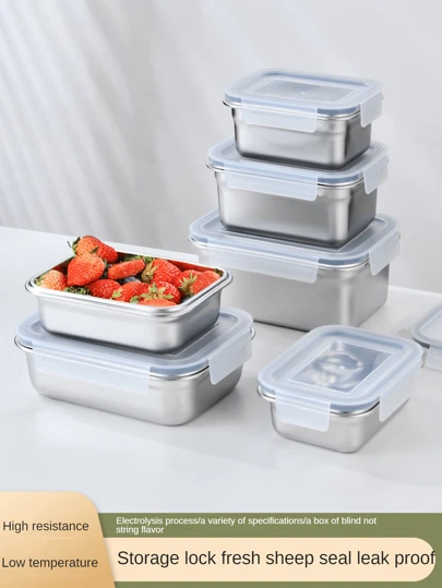 10/8/6/4/3/2/1件套不锈钢便当盒，厨房冰箱储存保鲜剂，学校午餐盒，餐食保鲜盒水果沙拉保鲜食品储存盒户外野餐食品保鲜盒谷物储存盒，防漏餐食准备午餐盒密封保鲜剂，厨房肉类、腌菜、水果和蔬菜保鲜，