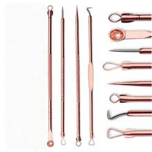 4 Pieces Professional Acne & Blackhead Remover Tool Kit - Includes Blackhead Extractor, Pimple Needle, Comprehensive Facial Cleansing Tool (Rose Gold 4 Pieces Set)