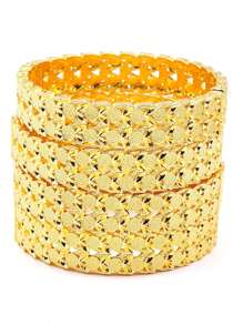 1 pieza Brazalete abierto de lujo chapado en oro de 24 quilates de aleación de zinc, accesorios diarios de Dubái para mujeres