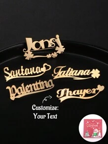 1pc Customized Letter Copper Name Lapel Pin, Multiple Fonts & Borders, Ideal For Daily Wear, Christmas, Memorial, Valentine's Day Gifts