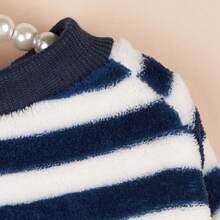 1 chiếc áo khoác trùm đầu ấm áp cho chó Poodle Teddy, áo nỉ kẻ sọc lông cừu sang trọng, mùa thu/đông - Màu xanh hải quân - Xem 10