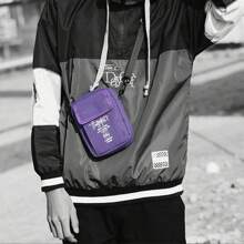 Zipper BagScarfprintFabricBagbag - Màu tím - Xem 4