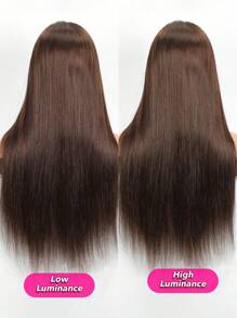 4# Chocolate Dark Brown Brazilian Lace Front Wig Silky Straight Remy Human Hair 13x4 Transparent Lace Frontal Wigs For Women 180% Density Pre Plucked Natural Hairline Tiny Invisible Knots