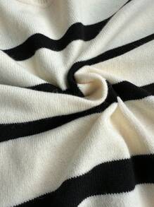 FOR BEAUTY Spring And Autumn New POLO Collar Half Open Retro Stripe Color Blocked Long Sleeved Knitted Sweater Women's J Fashion Loose Old Money Style Graduation Outfit Knit Top Jumpers For Women New Year